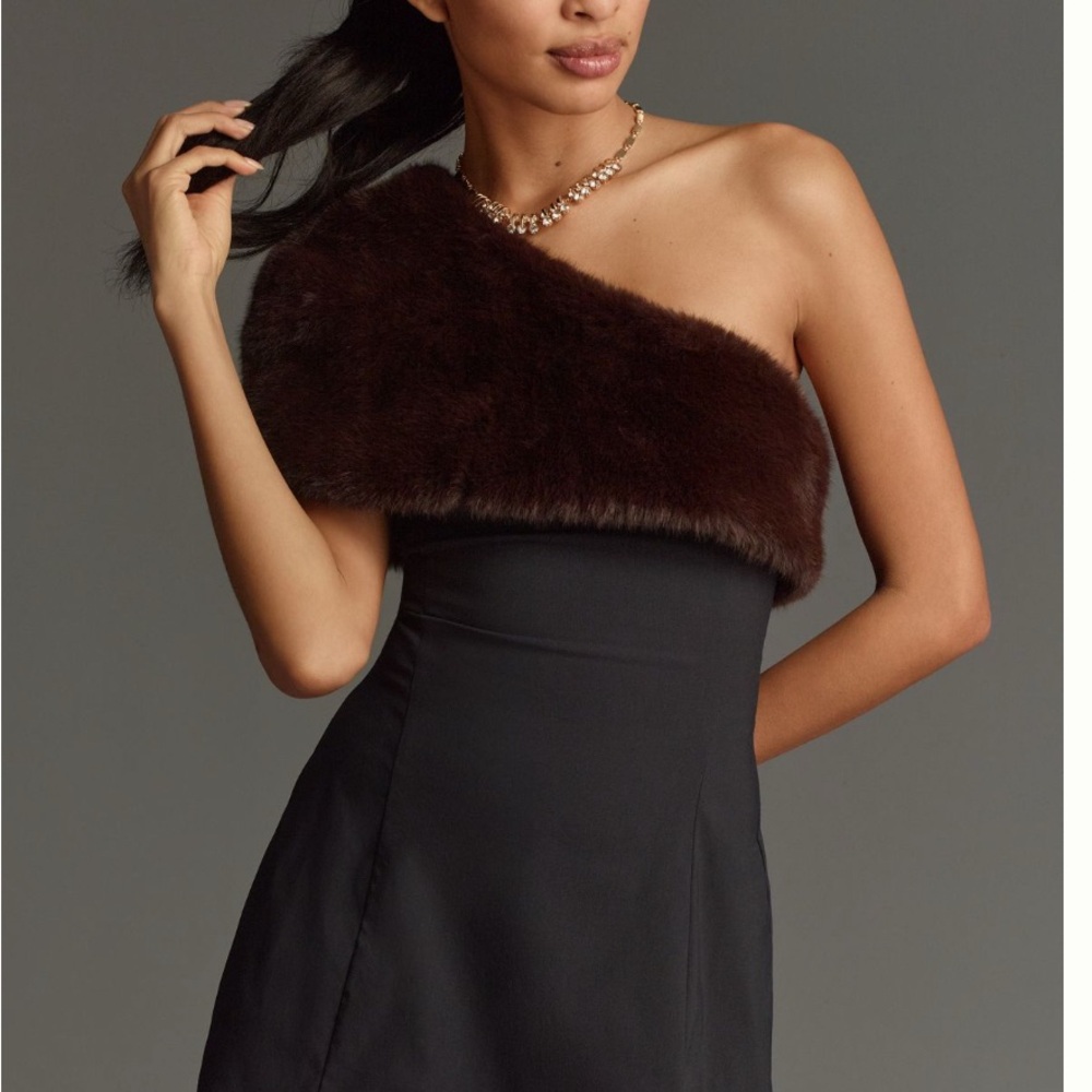 WeWoreWhat One-Shoulder Black and Brown Dress Size 0